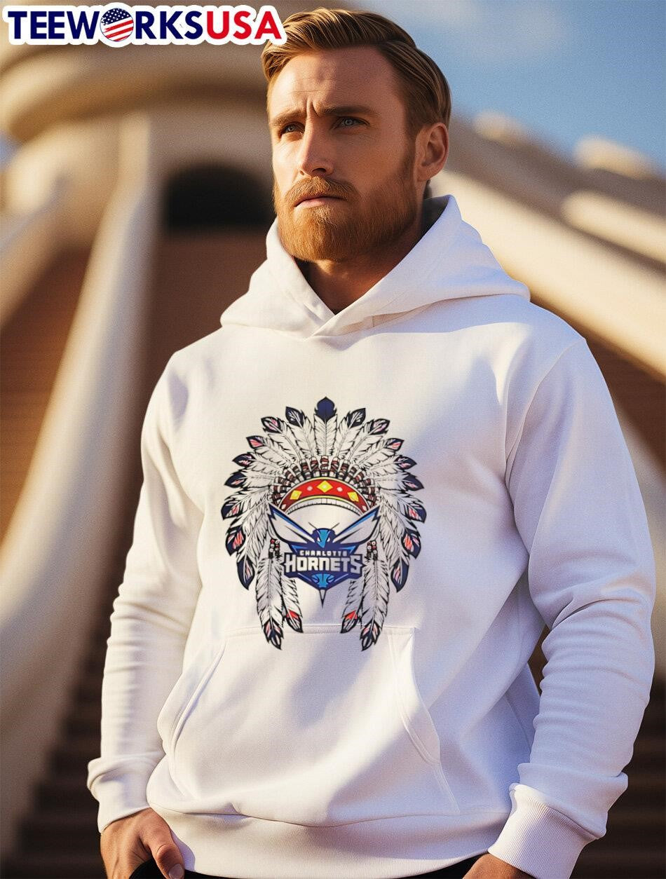Charlotte Hornets Native American Logo - Adult & Kids T-Shirts, Sweatshirts & Hoodies apparel design preview 2