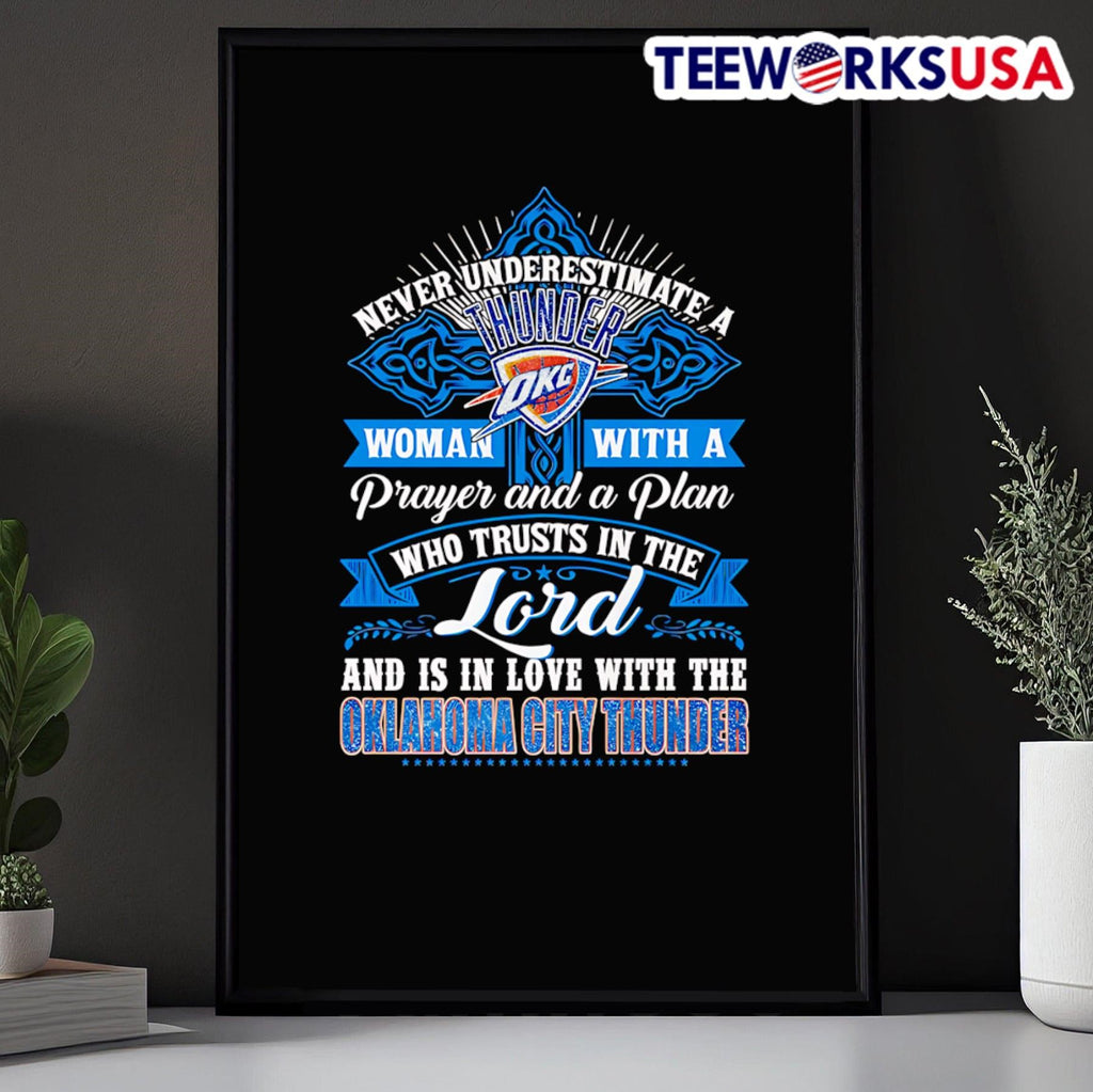 Never underestimate a OKC Thunder woman with prayer - Adult & Kids T-Shirts, Sweatshirts & Hoodies apparel design preview 5