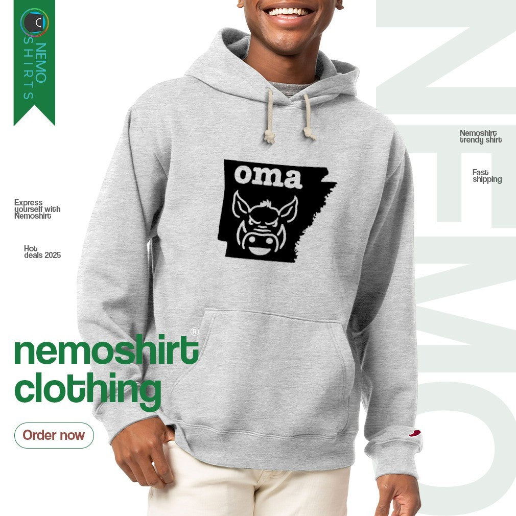Oma Arkansas Razorbacks baseball state map - Adult & Kids T-Shirts, Sweatshirts & Hoodies apparel design preview 2