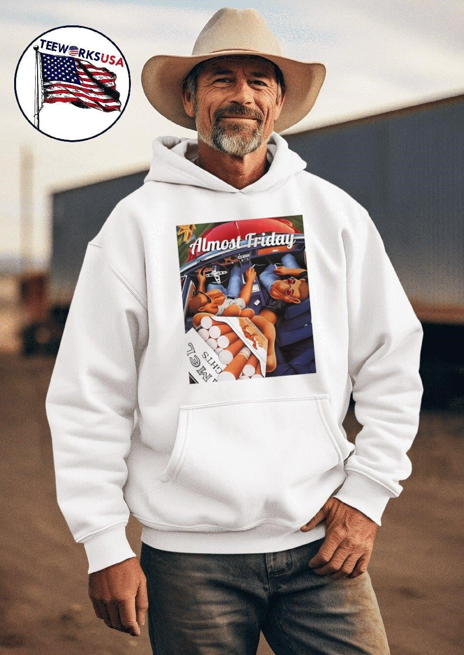 Almost Friday Camel Cigs car - Adult & Kids T-Shirts, Sweatshirts & Hoodies apparel design preview 2