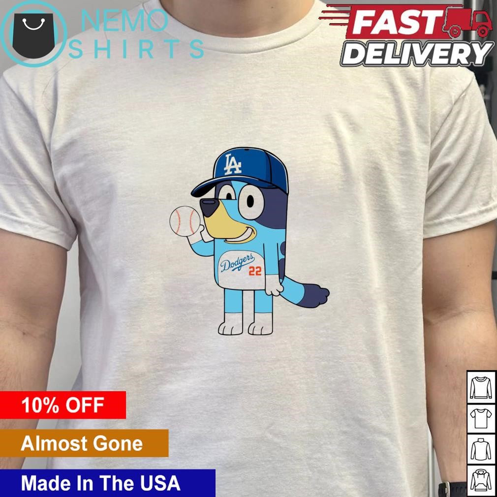Bluey Los Angeles Dodgers baseball cartoon - Adult & Kids T-Shirts, Sweatshirts & Hoodies apparel design preview 5