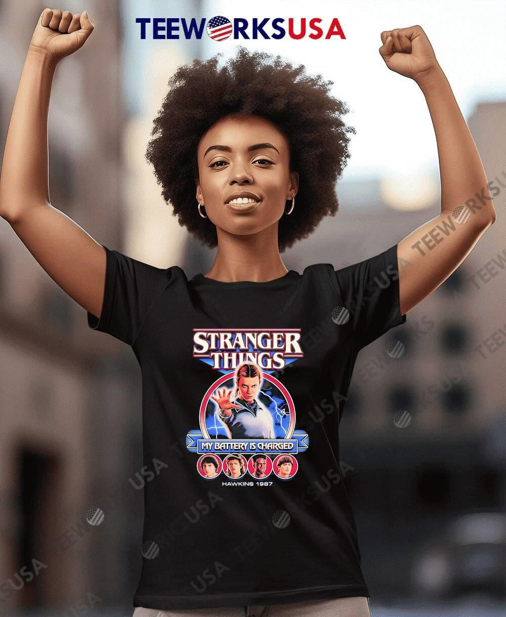 Stranger Things My Battery Is Charged Hawkins 1987 - Adult & Kids T-Shirts, Sweatshirts & Hoodies apparel design preview 8