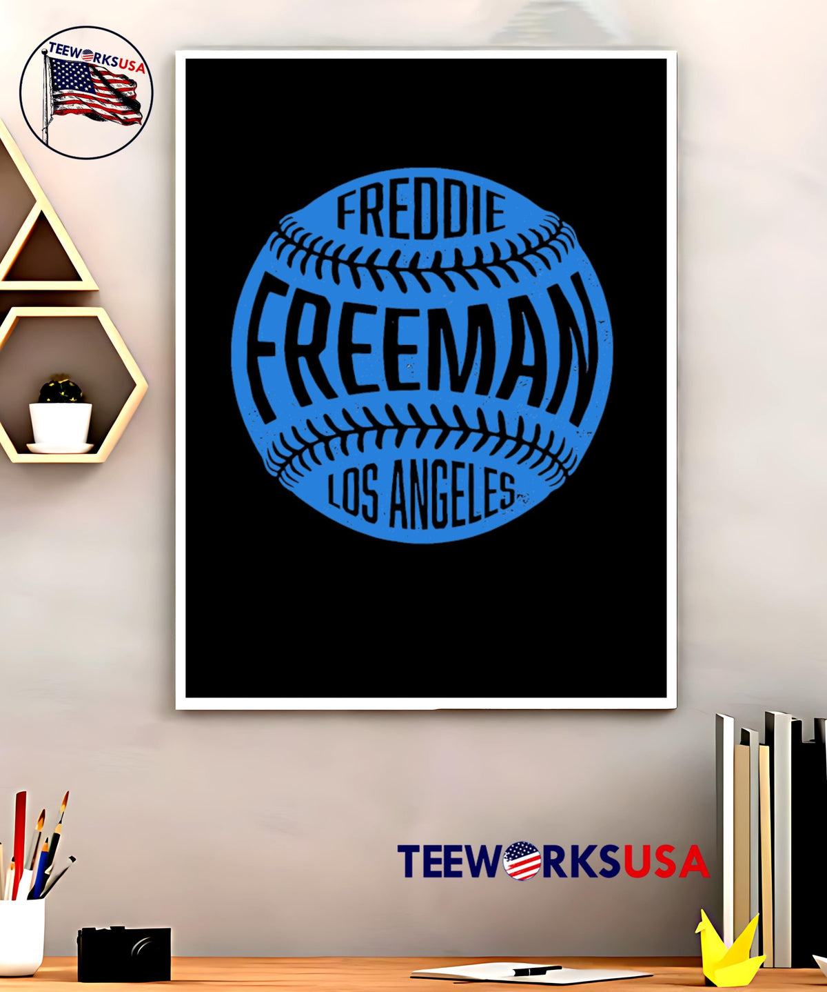 Freddie Freeman Los Angeles D Vintage Baseball - Adult & Kids T-Shirts, Sweatshirts & Hoodies apparel design preview 5
