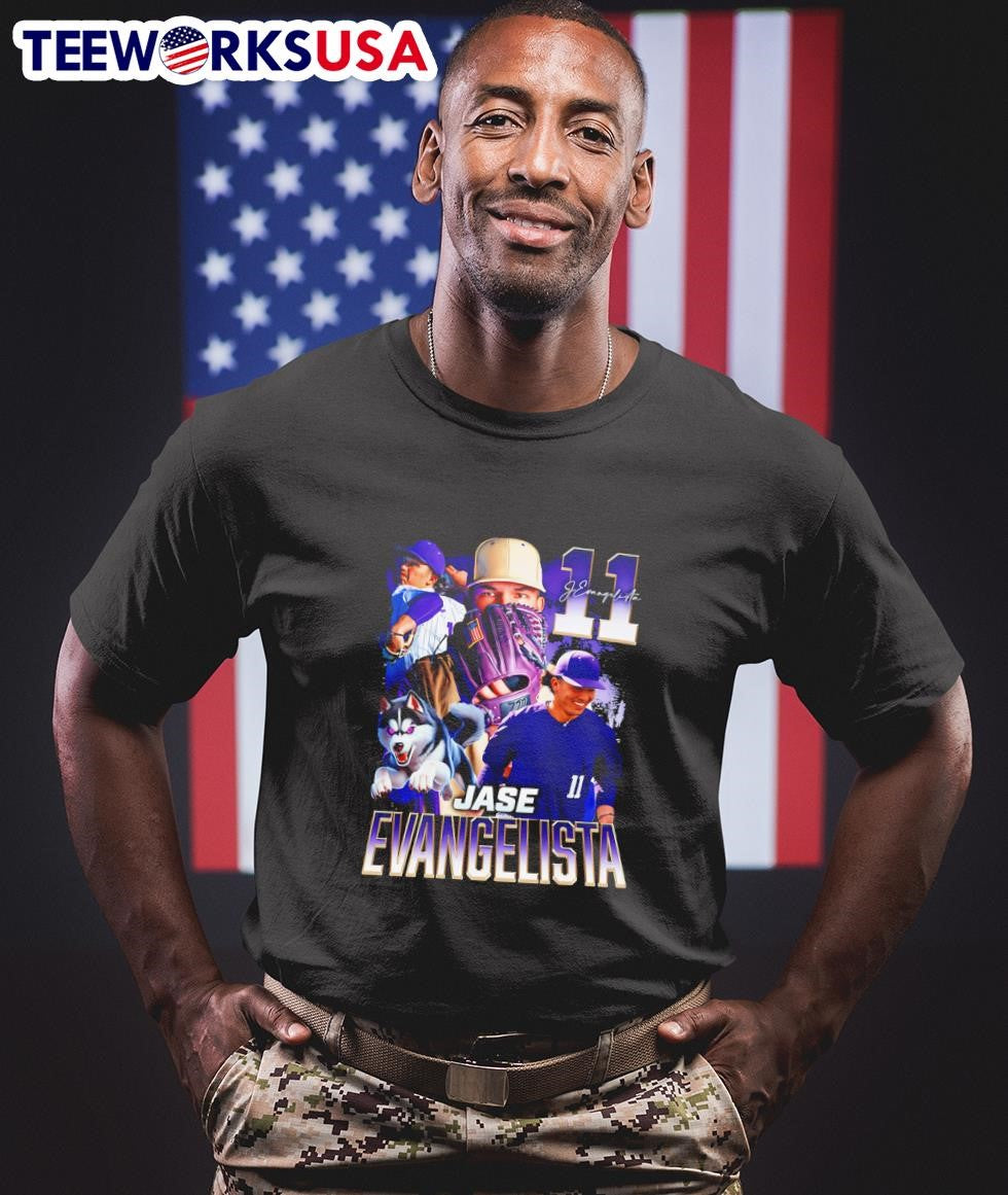 Jase Evangelista Washington Huskies baseball retro - Adult & Kids T-Shirts, Sweatshirts & Hoodies apparel design preview 1