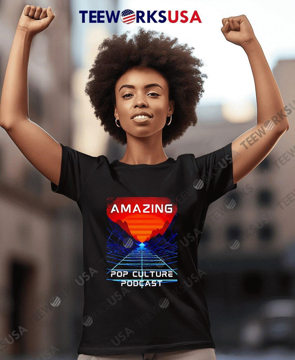 Amazing Pop Culture Podcast Synthwave - Adult & Kids T-Shirts, Sweatshirts & Hoodies apparel design preview 7