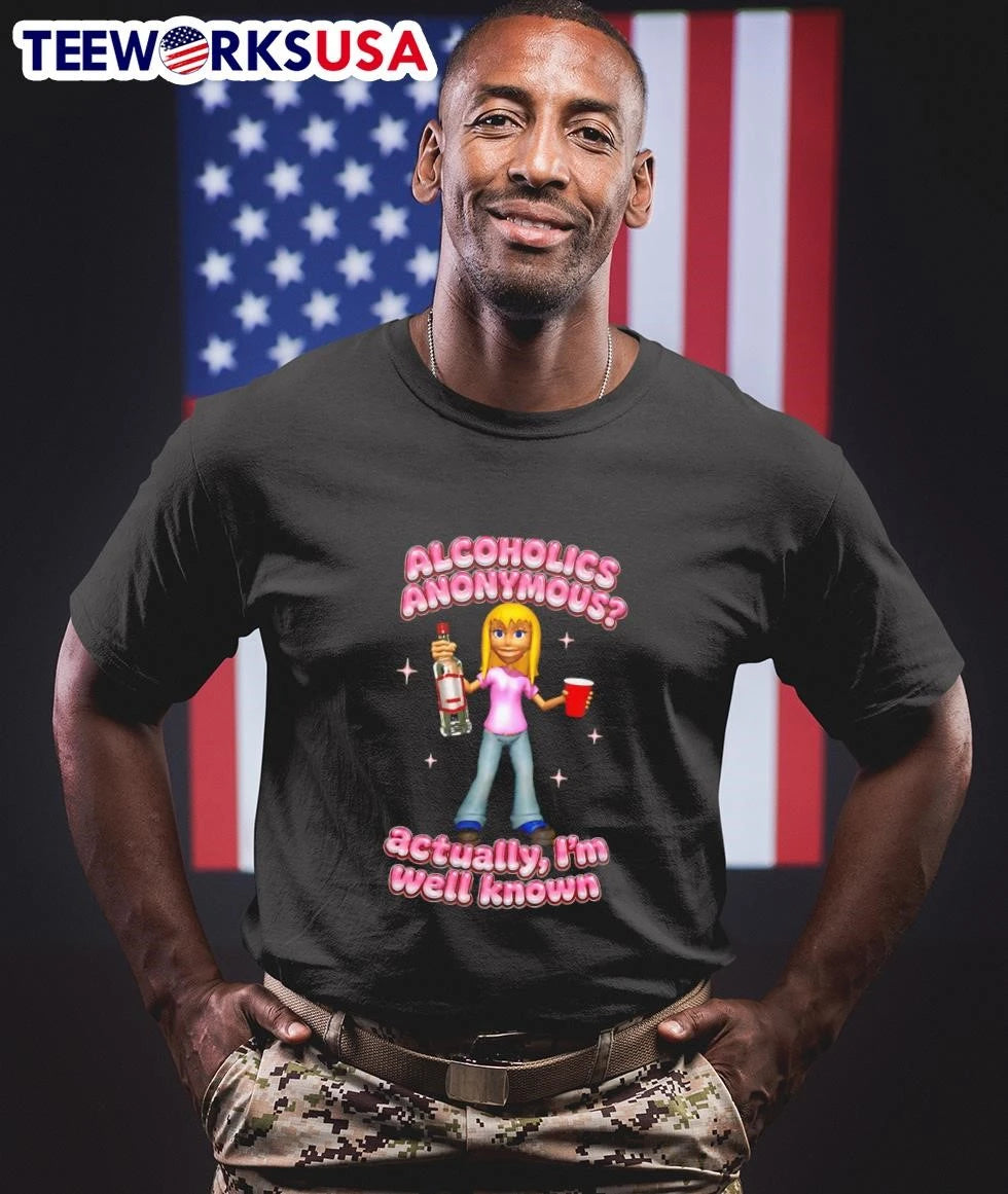 Alcoholics Anonymous Actually Im Well Known Cartoon - Adult & Kids T-Shirts, Sweatshirts & Hoodies apparel design preview 1