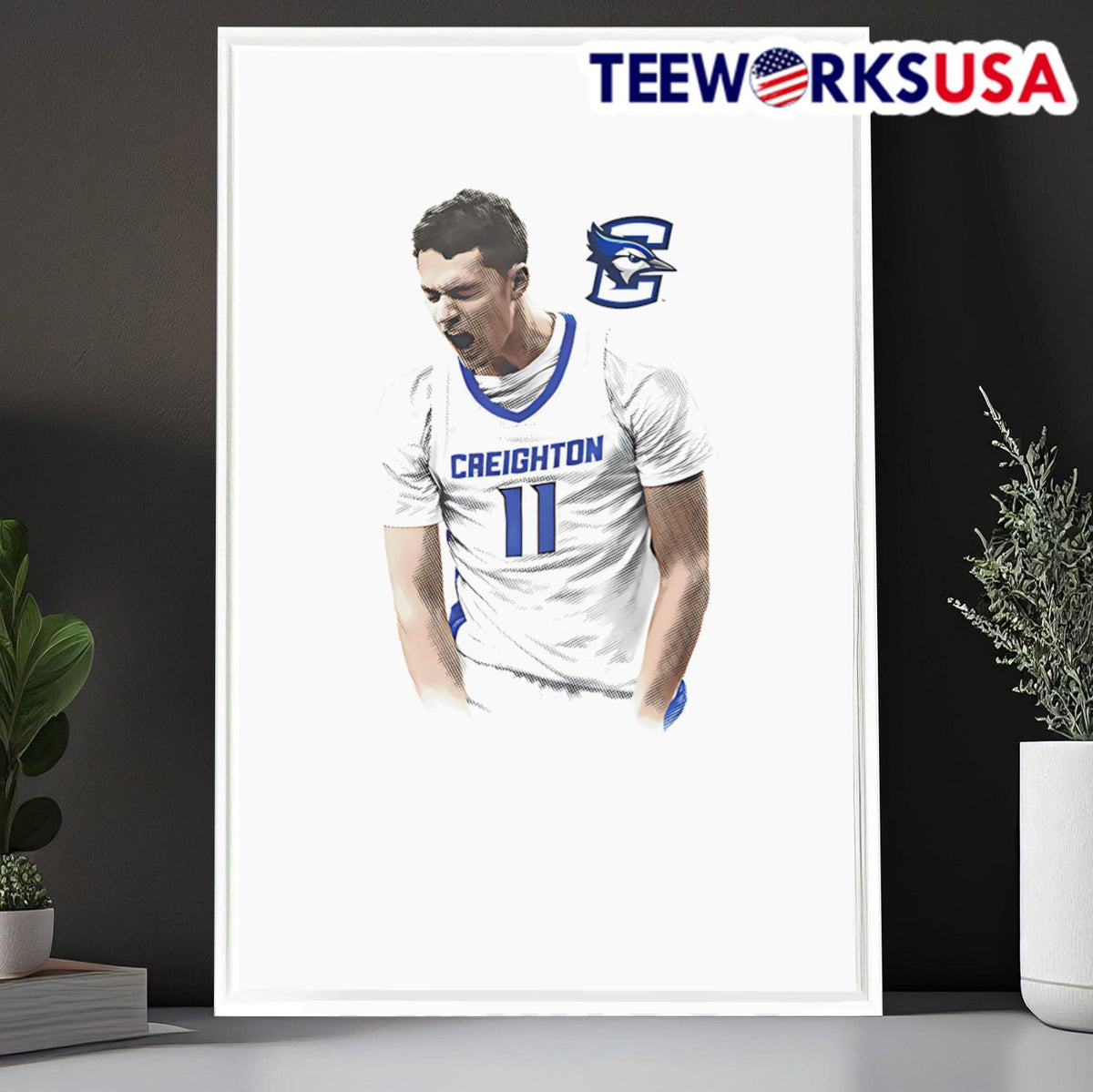 Ryan Kalkbrenner Creighton basketball portrait - Adult & Kids T-Shirts, Sweatshirts & Hoodies apparel design preview 6