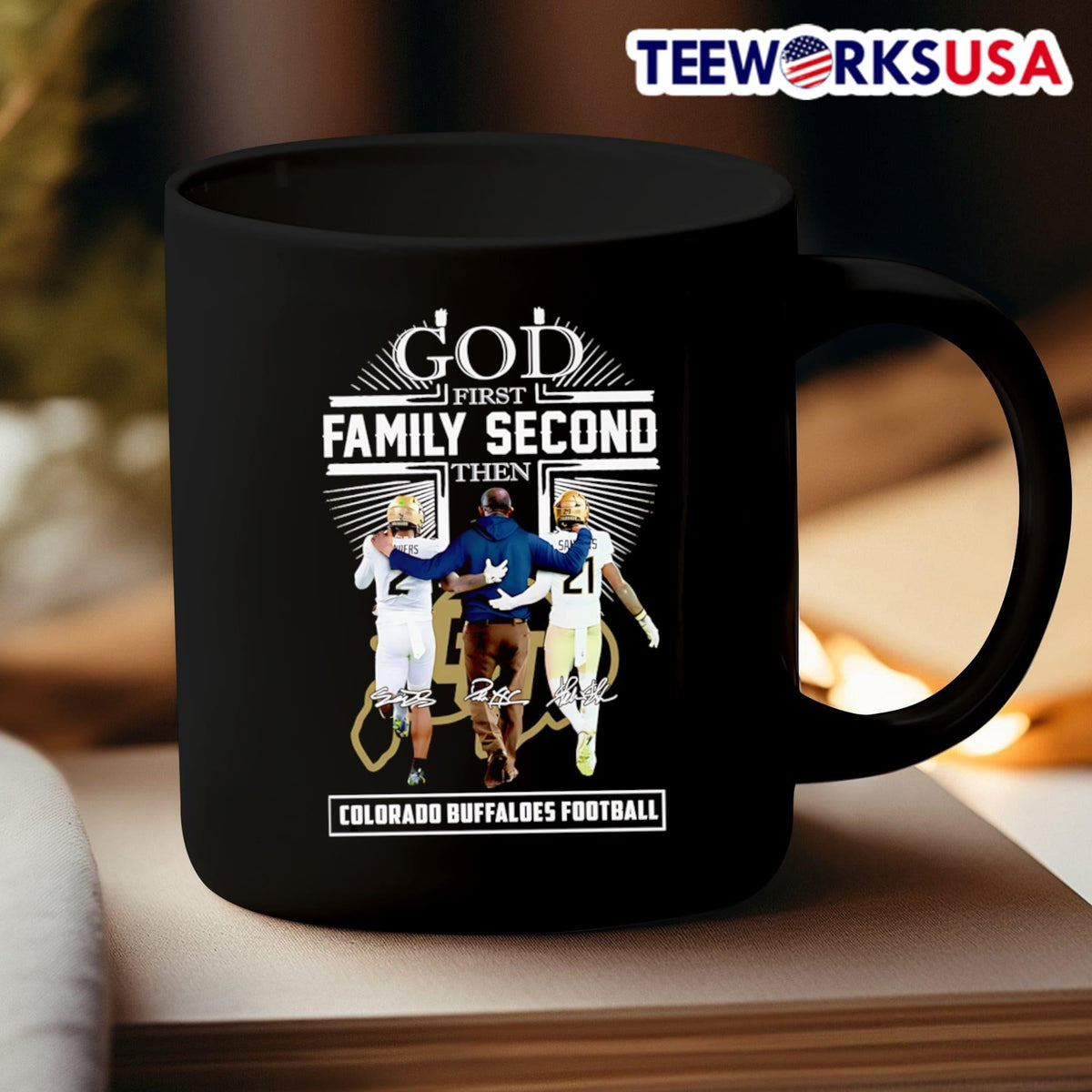 God first family second then Colorado Buffaloes - Adult & Kids T-Shirts, Sweatshirts & Hoodies apparel design preview 3