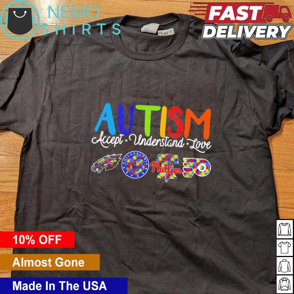 Autism accept understand love Philadelphia sports - Adult & Kids T-Shirts, Sweatshirts & Hoodies apparel design preview 4
