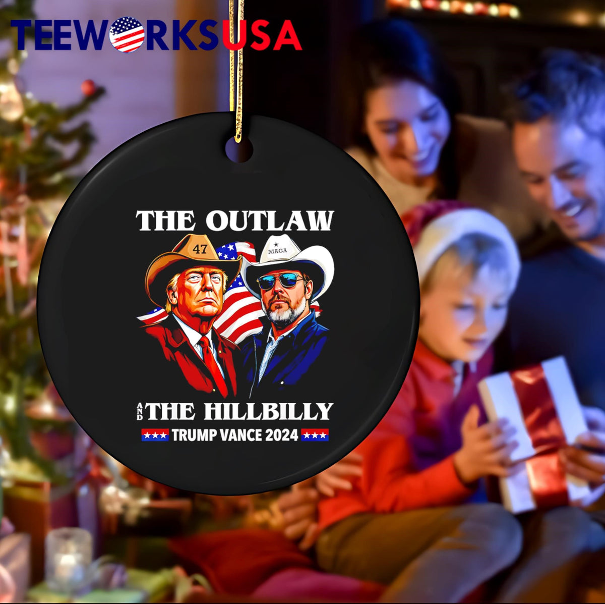The Outlaw and Hillbilly Trump Vance 2024 47 mag - Adult & Kids T-Shirts, Sweatshirts & Hoodies apparel design preview 4