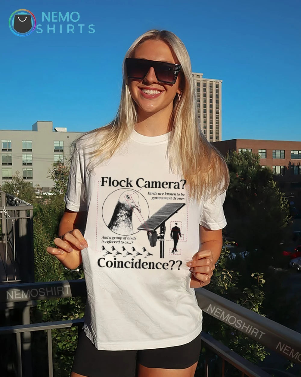 Flock Camera Birds Are Government Drones Coincidence - Adult & Kids T-Shirts, Sweatshirts & Hoodies apparel design preview 6
