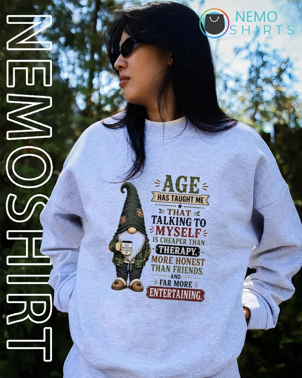 Gnome Age Has Taught Me That Talking to Myself Is - Adult & Kids T-Shirts, Sweatshirts & Hoodies apparel design preview 2