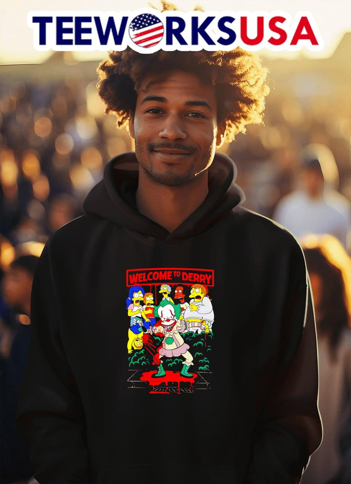 Welcome to Derry Pennywise The Simpsons - Adult & Kids T-Shirts, Sweatshirts & Hoodies apparel design preview 2