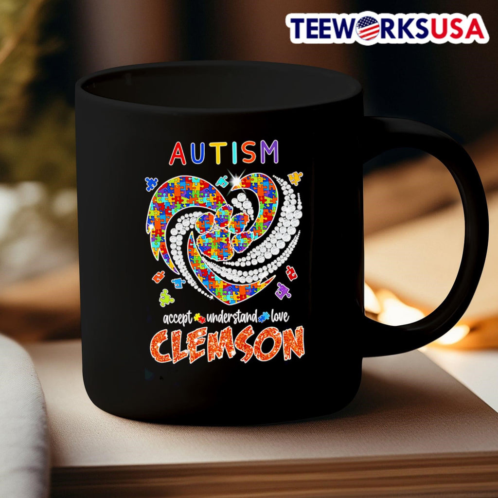 Autism accept understand love Clemson diamond heart - Adult & Kids T-Shirts, Sweatshirts & Hoodies apparel design preview 3