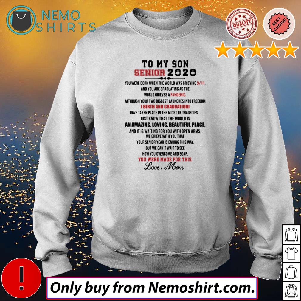 To my son Senior 2020 pandemic birth and graduation - Adult & Kids T-Shirts, Sweatshirts & Hoodies apparel design preview 3