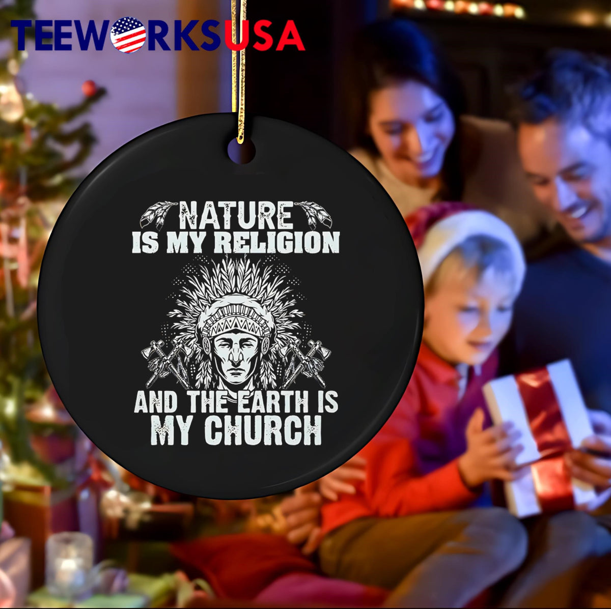 Native American nature is my religion and the earth - Adult & Kids T-Shirts, Sweatshirts & Hoodies apparel design preview 4