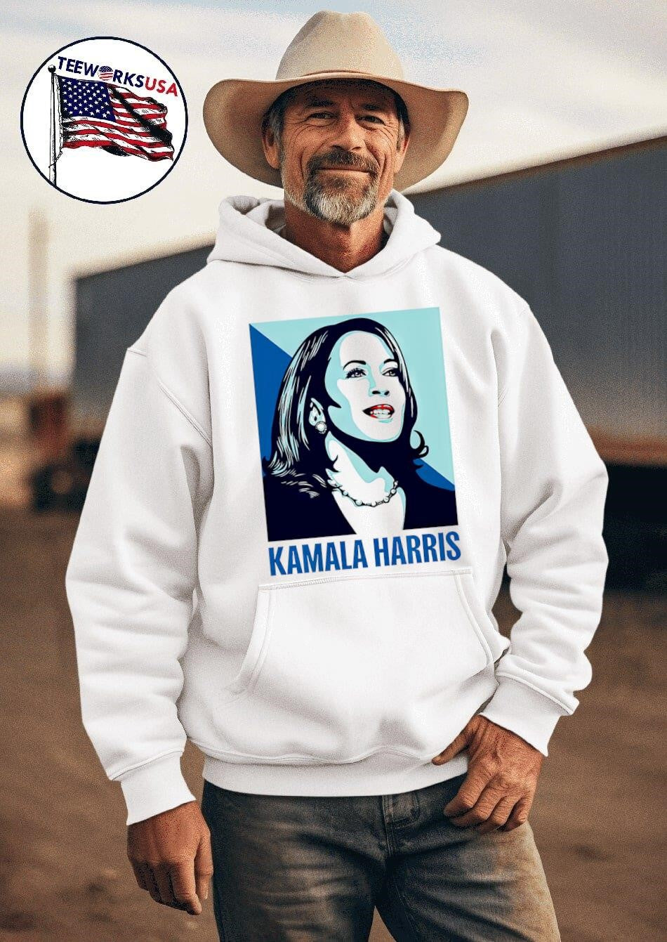 Forward Kamala Harris Shepard Fairey art style - Adult & Kids T-Shirts, Sweatshirts & Hoodies apparel design preview 2