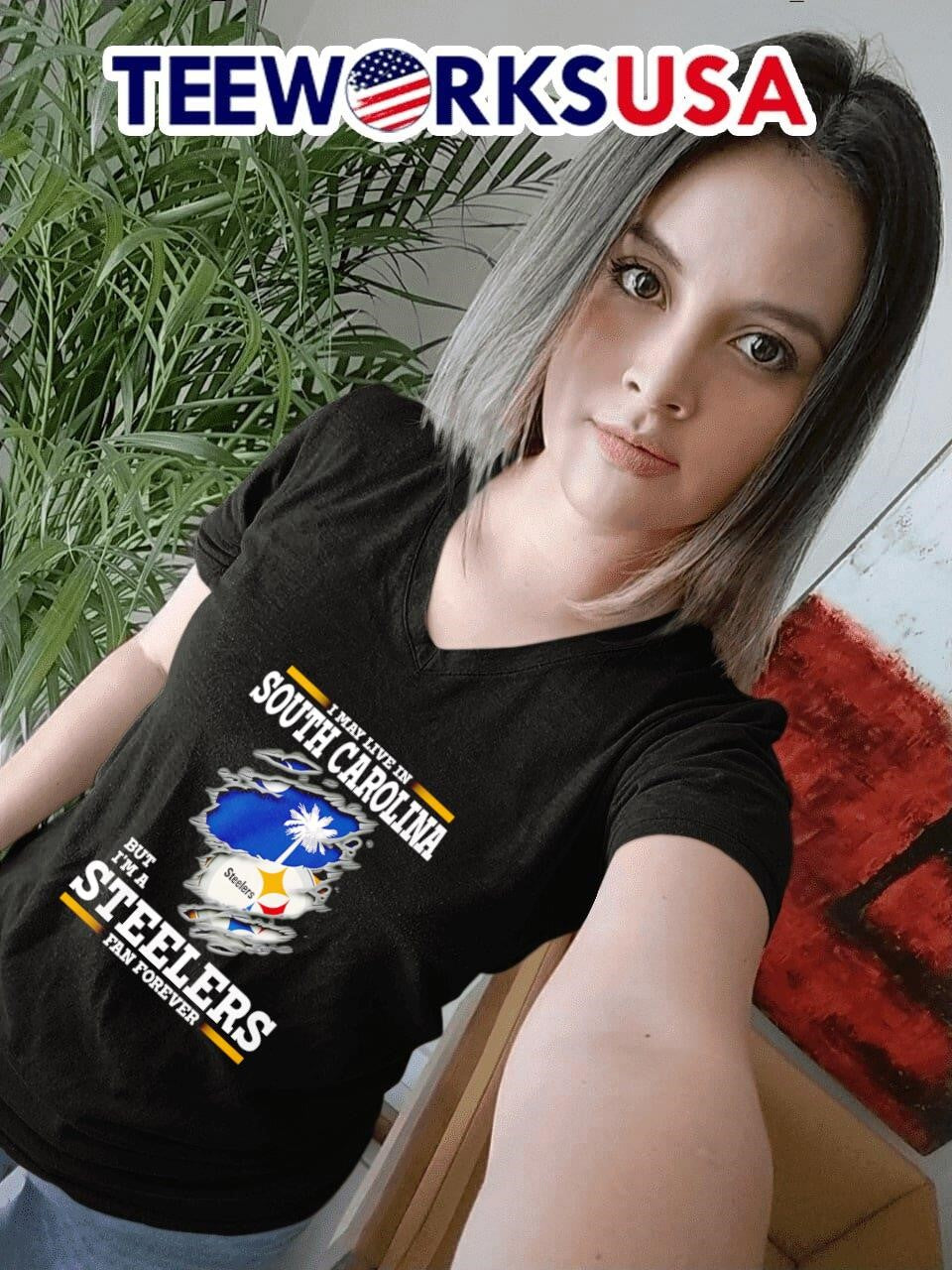 I may live in South Carolina but I'm a Steelers fan - Adult & Kids T-Shirts, Sweatshirts & Hoodies apparel design preview 7