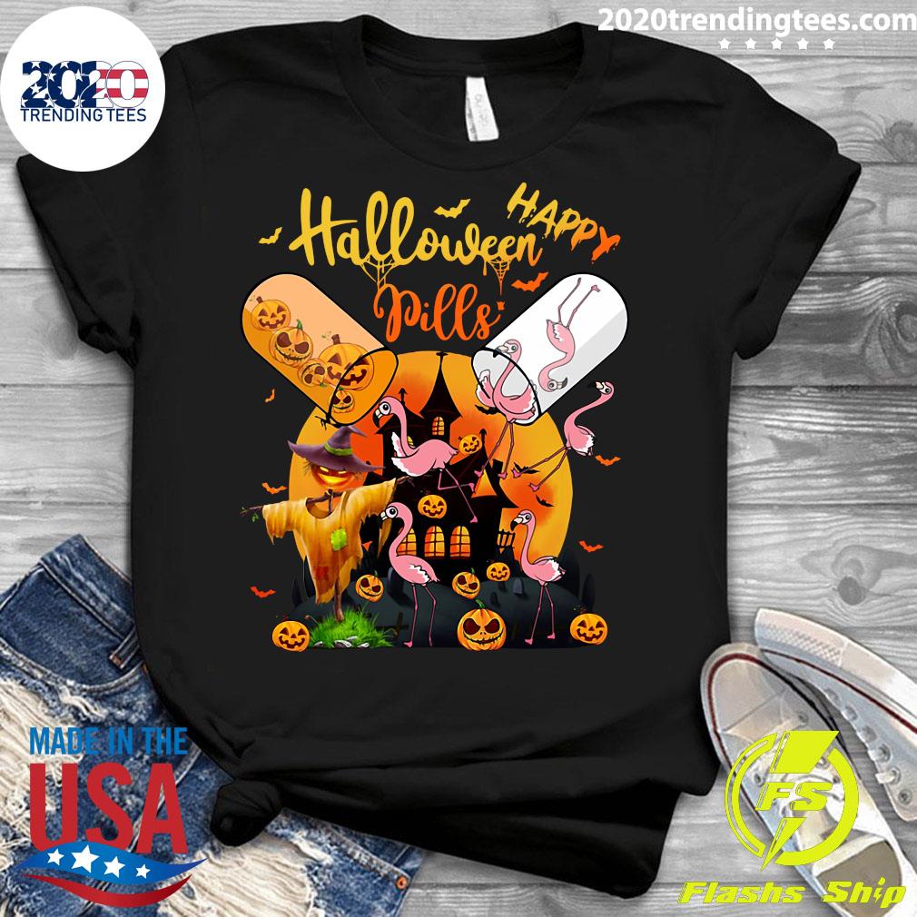 Flamingo Halloween Pills Pumpkin - Adult & Kids T-Shirts, Sweatshirts & Hoodies apparel design preview 3