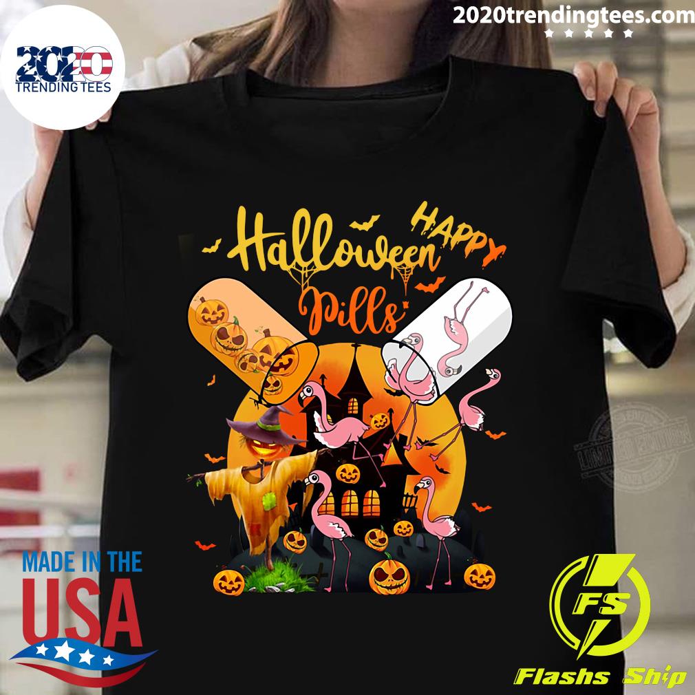 Flamingo Halloween Pills Pumpkin - Adult & Kids T-Shirts, Sweatshirts & Hoodies apparel design preview 1