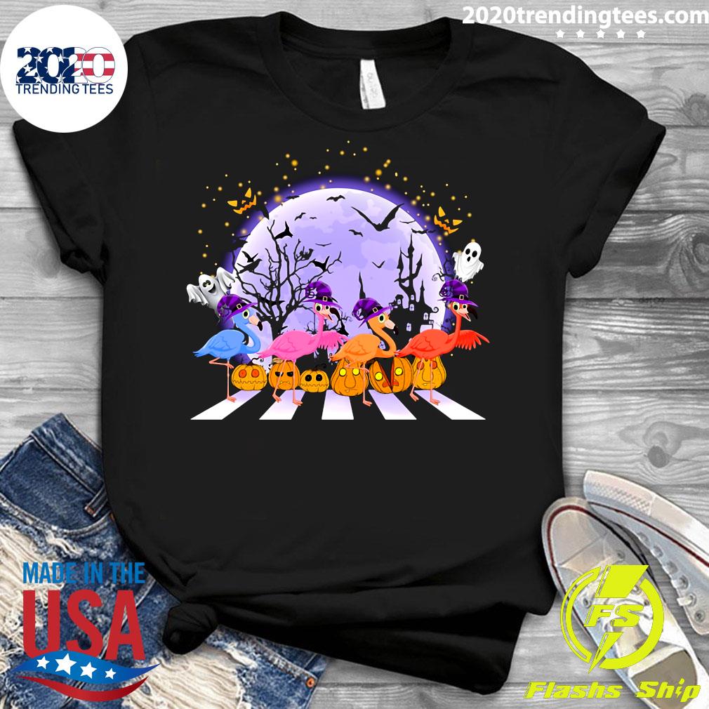 Flamingo Witch Abbey Road Happy Halloween 2021 - Adult & Kids T-Shirts, Sweatshirts & Hoodies apparel design preview 3