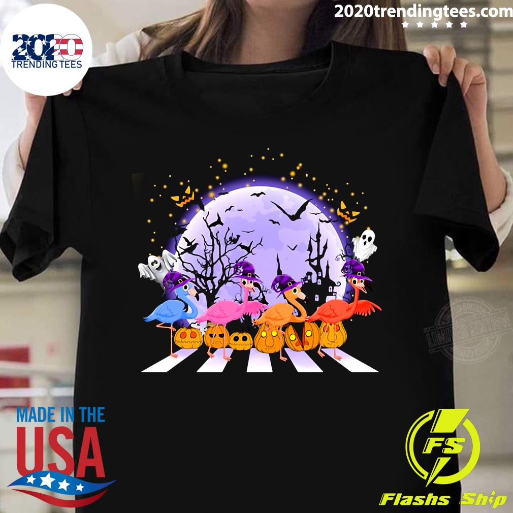 Flamingo Witch Abbey Road Happy Halloween 2021 - Adult & Kids T-Shirts, Sweatshirts & Hoodies apparel design preview 1