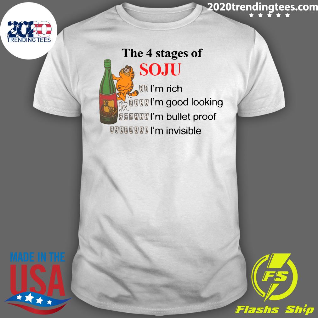 Garfield The 4 Stages Of Soju - Adult & Kids T-Shirts, Sweatshirts & Hoodies apparel design preview 1