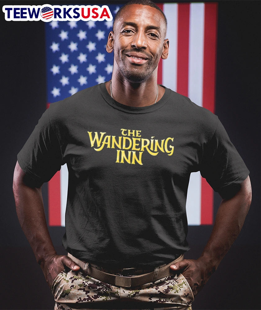 The Vandering Inn gold serif lettering dark - Adult & Kids T-Shirts, Sweatshirts & Hoodies apparel design preview 1