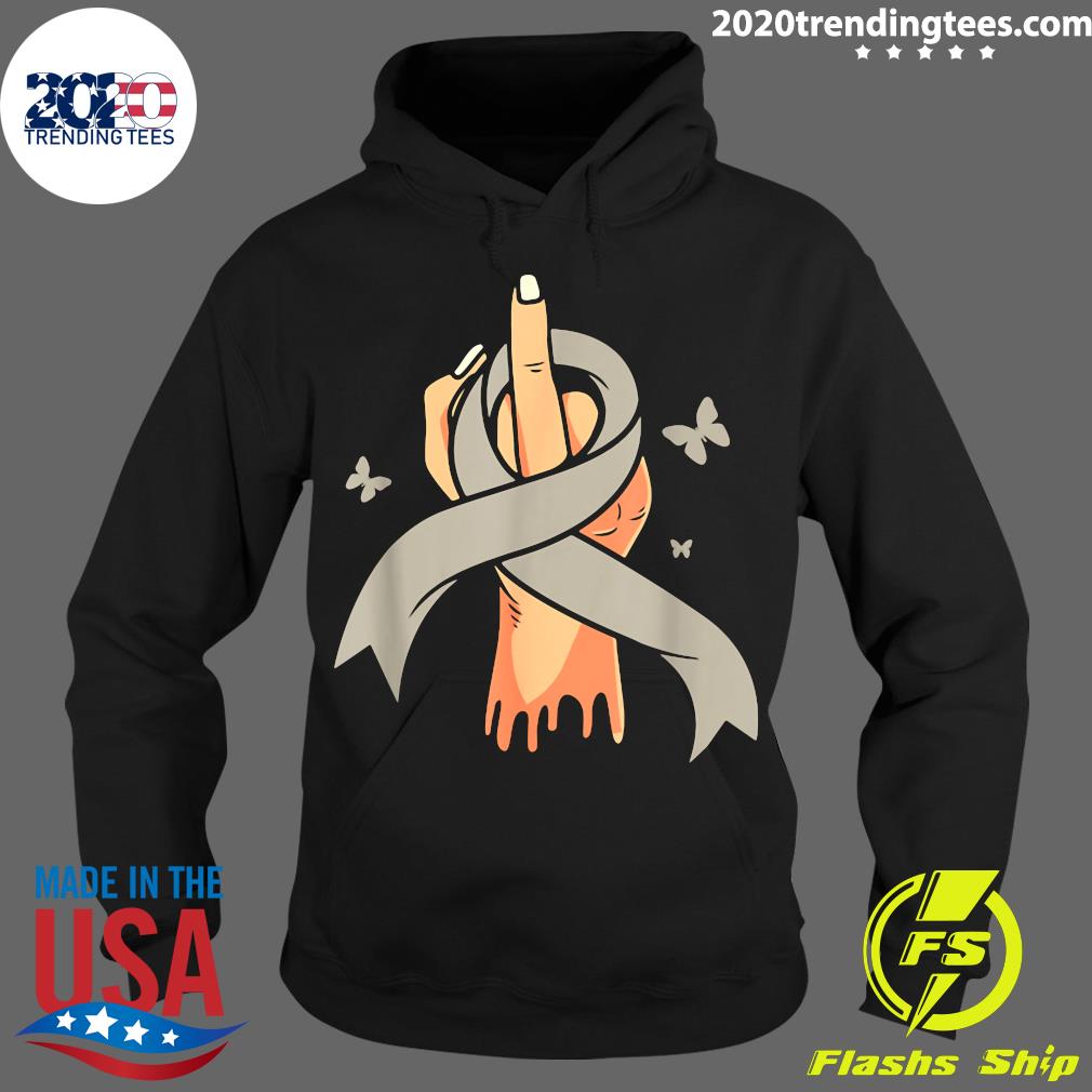 Grey Ribbon Middle Finger Brain Tumor Awareness - Adult & Kids T-Shirts, Sweatshirts & Hoodies apparel design preview 2