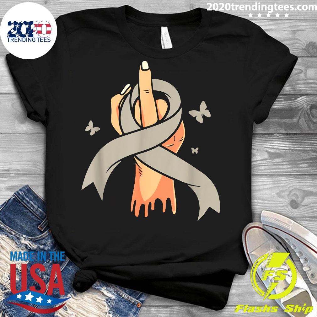 Grey Ribbon Middle Finger Brain Tumor Awareness - Adult & Kids T-Shirts, Sweatshirts & Hoodies apparel design preview 3