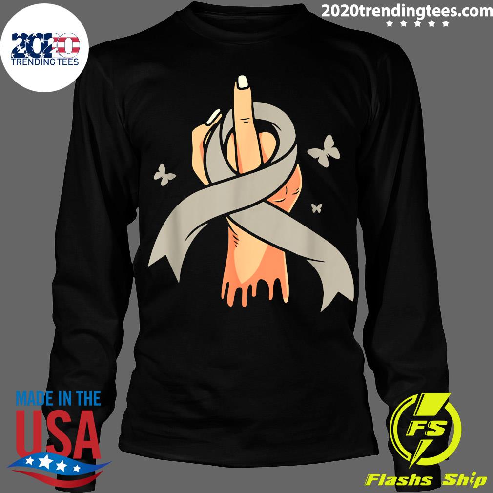 Grey Ribbon Middle Finger Brain Tumor Awareness - Adult & Kids T-Shirts, Sweatshirts & Hoodies apparel design preview 4
