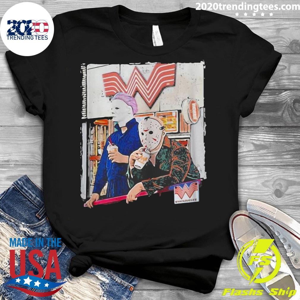 Halloween Jason Voorhees Michael Myers Whataburger - Adult & Kids T-Shirts, Sweatshirts & Hoodies apparel design preview 3