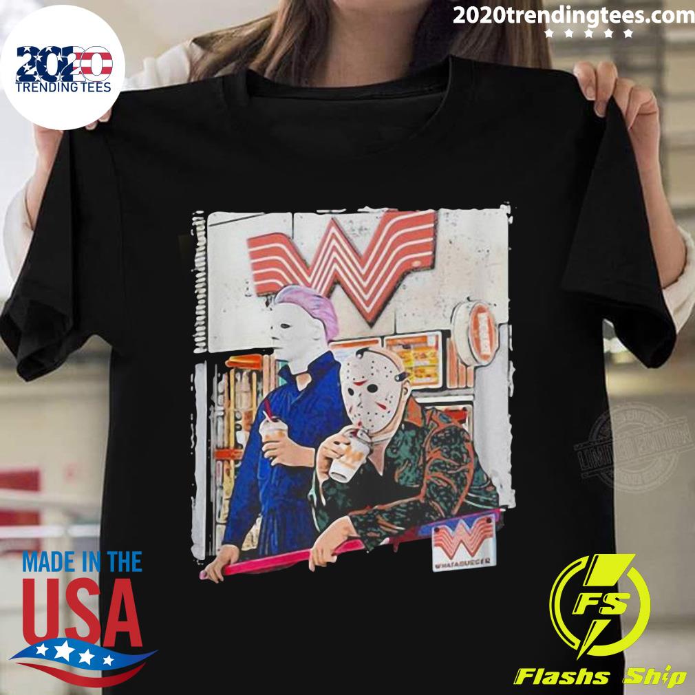 Halloween Jason Voorhees Michael Myers Whataburger - Adult & Kids T-Shirts, Sweatshirts & Hoodies apparel design preview 1