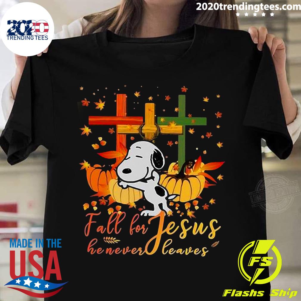 Halloween Snoopy Fall For Jesus He Never Leaves - Adult & Kids T-Shirts, Sweatshirts & Hoodies apparel design preview 1