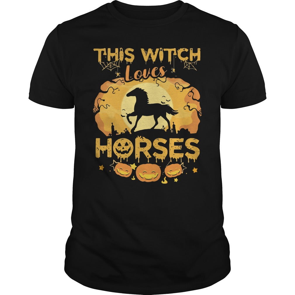 Halloween This Witch Loves Horses - Adult & Kids T-Shirts, Sweatshirts & Hoodies apparel design preview 1