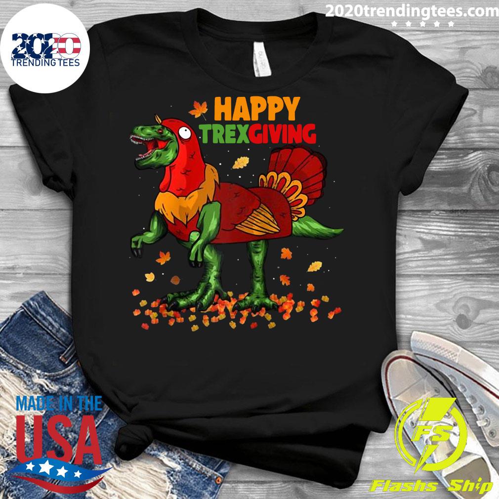 Happy TRex Dinosaur Thanksgiving Holiday Vintage - Adult & Kids T-Shirts, Sweatshirts & Hoodies apparel design preview 3