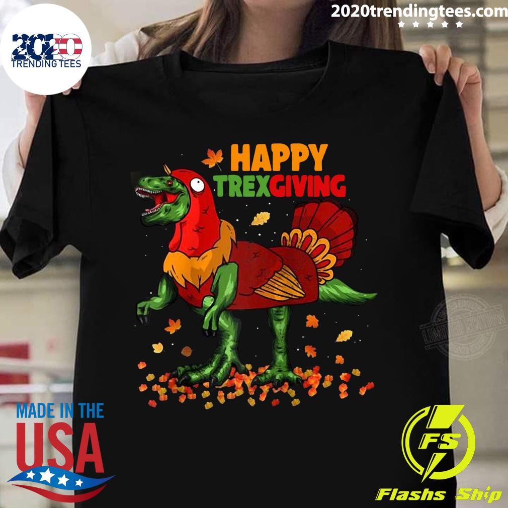 Happy TRex Dinosaur Thanksgiving Holiday Vintage - Adult & Kids T-Shirts, Sweatshirts & Hoodies apparel design preview 1