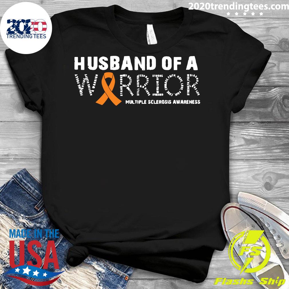 Husband Of A Warrior Multiple Sclerosis Awareness - Adult & Kids T-Shirts, Sweatshirts & Hoodies apparel design preview 3