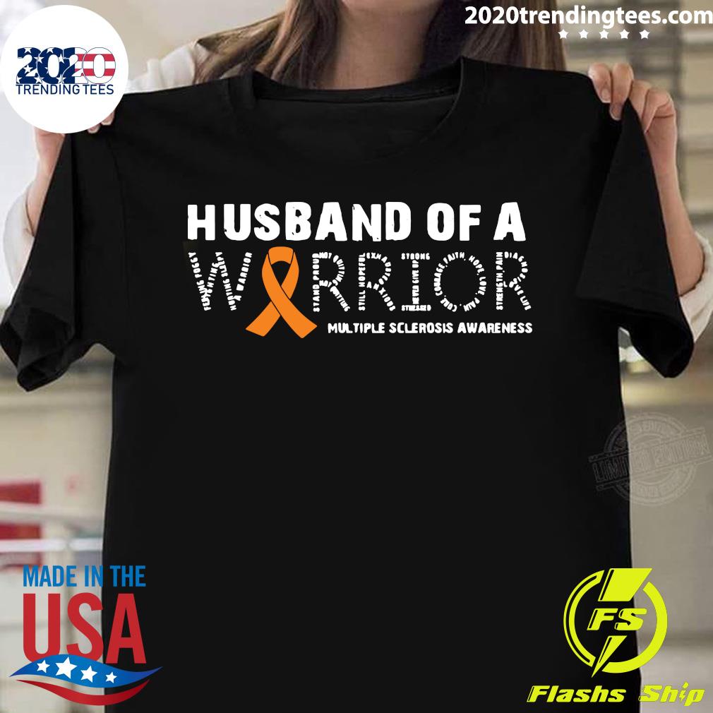 Husband Of A Warrior Multiple Sclerosis Awareness - Adult & Kids T-Shirts, Sweatshirts & Hoodies apparel design preview 1