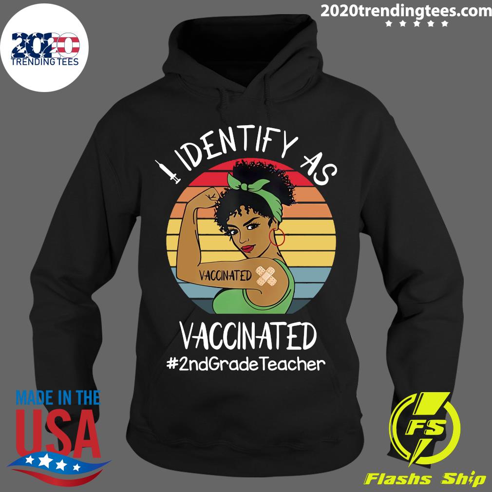 I Identify As Vaccinated 2nd Grade Teacher Vintage - Adult & Kids T-Shirts, Sweatshirts & Hoodies apparel design preview 2