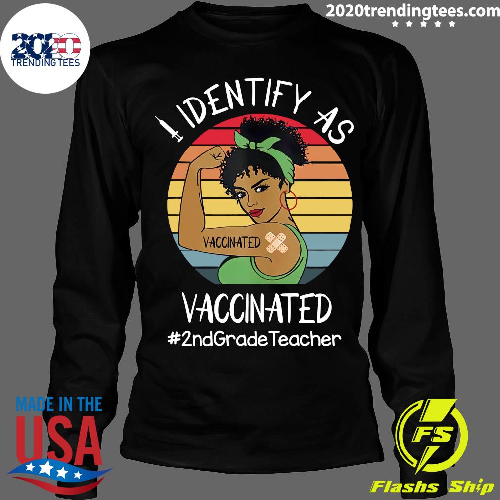 I Identify As Vaccinated 2nd Grade Teacher Vintage - Adult & Kids T-Shirts, Sweatshirts & Hoodies apparel design preview 4