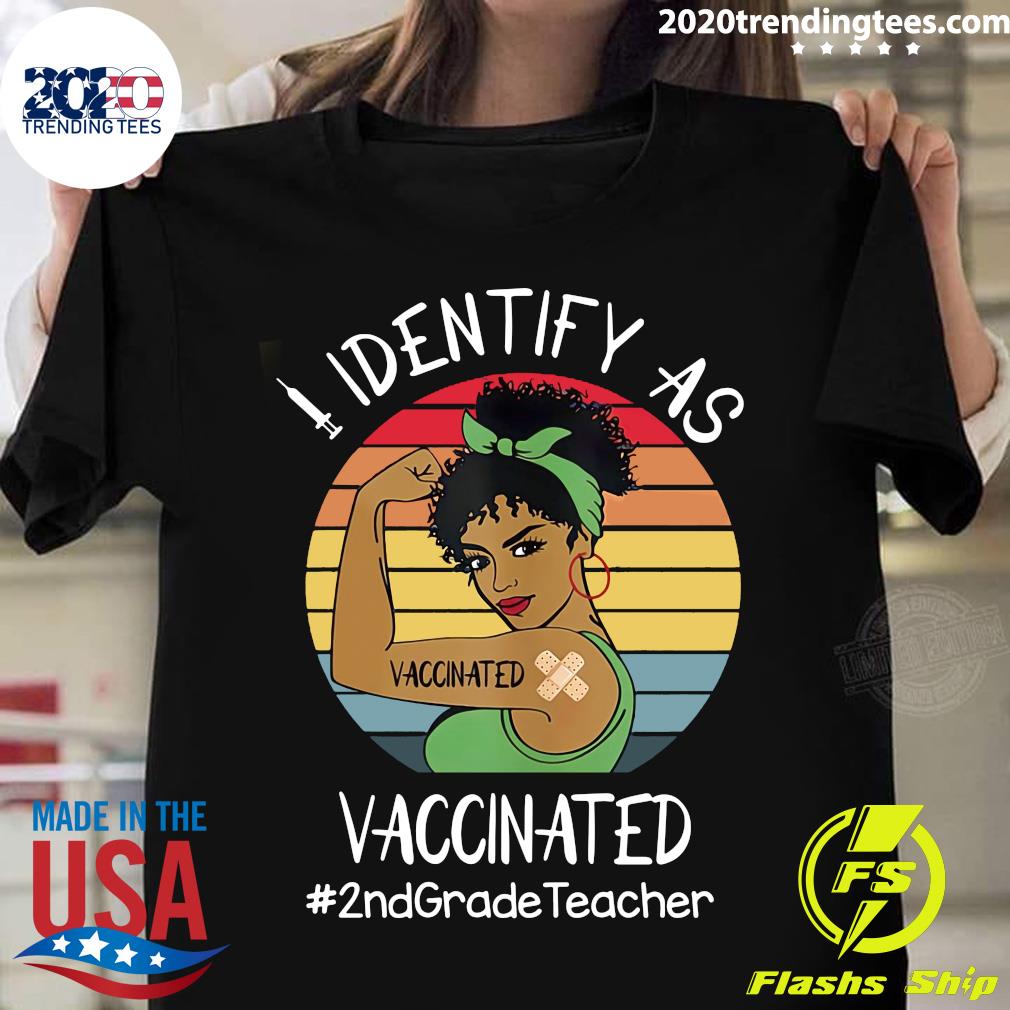 I Identify As Vaccinated 2nd Grade Teacher Vintage - Adult & Kids T-Shirts, Sweatshirts & Hoodies apparel design preview 1