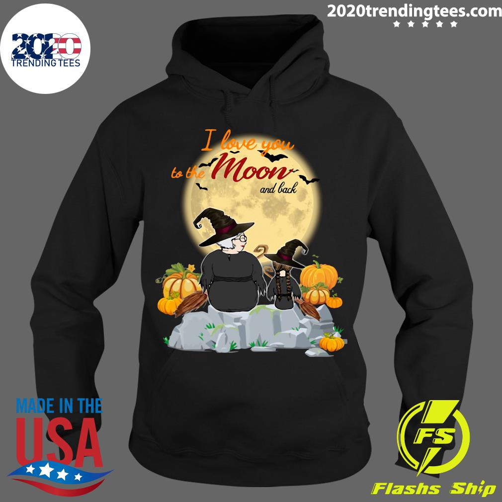 I Love You To The Moon And Back Girl Witch Pumpkin - Adult & Kids T-Shirts, Sweatshirts & Hoodies apparel design preview 2