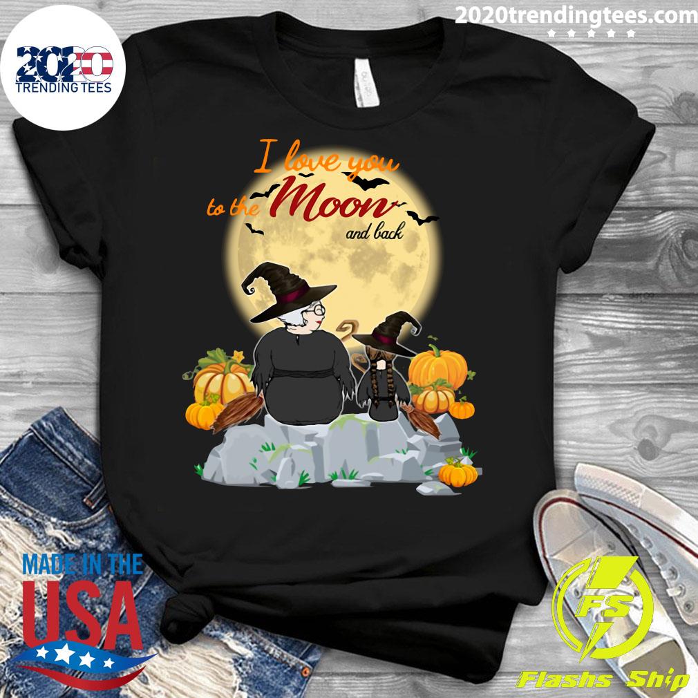 I Love You To The Moon And Back Girl Witch Pumpkin - Adult & Kids T-Shirts, Sweatshirts & Hoodies apparel design preview 3