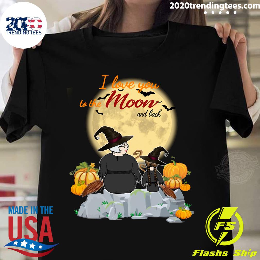 I Love You To The Moon And Back Girl Witch Pumpkin - Adult & Kids T-Shirts, Sweatshirts & Hoodies apparel design preview 1