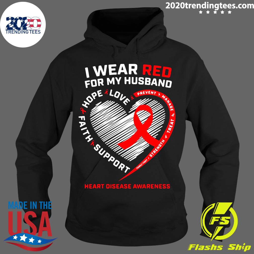 I Wear Red For My Husband Heart Disease Awareness - Adult & Kids T-Shirts, Sweatshirts & Hoodies apparel design preview 2