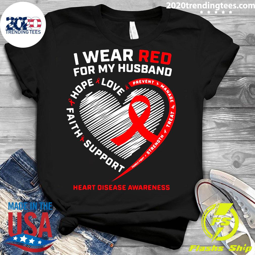 I Wear Red For My Husband Heart Disease Awareness - Adult & Kids T-Shirts, Sweatshirts & Hoodies apparel design preview 3