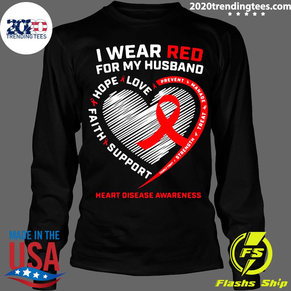 I Wear Red For My Husband Heart Disease Awareness - Adult & Kids T-Shirts, Sweatshirts & Hoodies apparel design preview 4