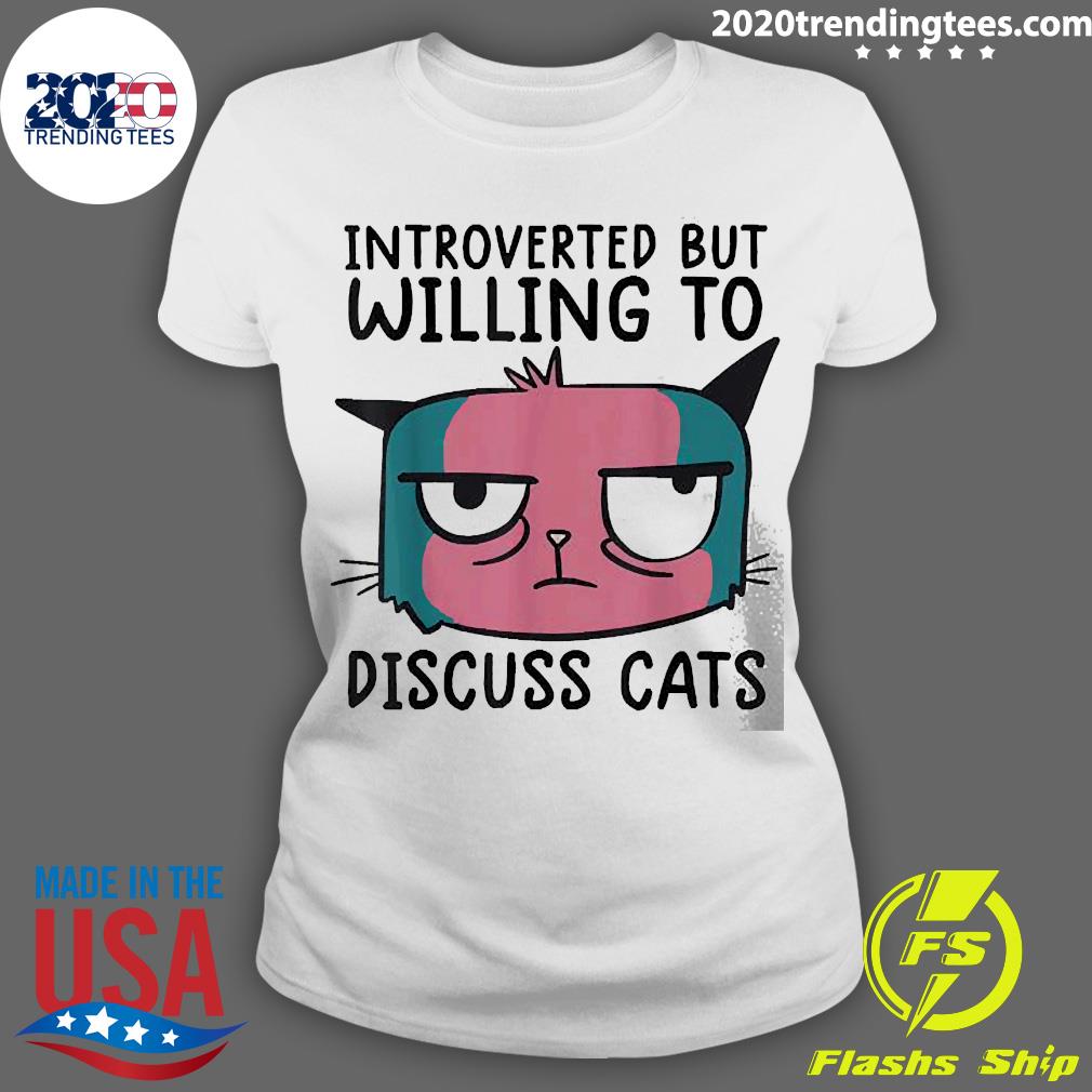 Introverted But Willing To Discuss Cats - Adult & Kids T-Shirts, Sweatshirts & Hoodies apparel design preview 3