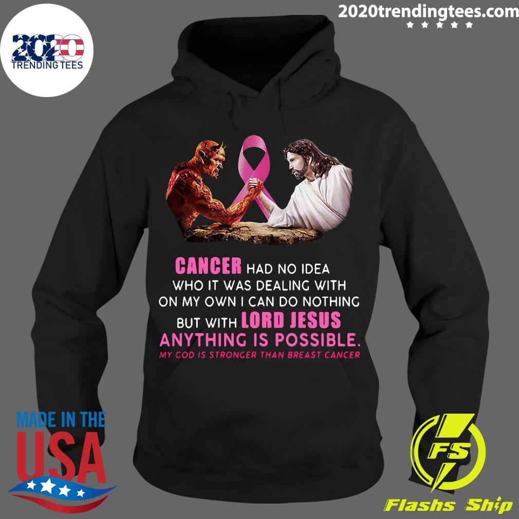 Jesus And Satan Cancer Had No Idea Who It Was Dealing - Adult & Kids T-Shirts, Sweatshirts & Hoodies apparel design preview 2